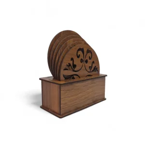 زیر لیوانی چوبی گرد طرح گل کد WD6366