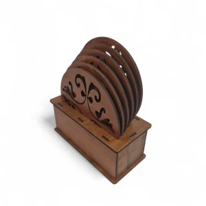 زیر لیوانی چوبی گرد طرح گل کد WD6366