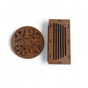 زیر لیوانی چوبی گرد طرح گل کد WD6366