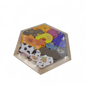 پازل چوبی 6 ضلعی طرح حیوانات کد WD6390