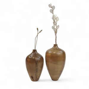 ست دوتایی گلدان چوبی کوزه ای  کد WD6307