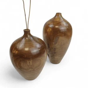 ست دوتایی گلدان چوبی کوزه ای  کد WD6307