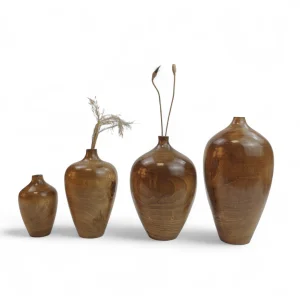 ست چهار تایی گلدان چوبی کوزه ای  کد WD6308