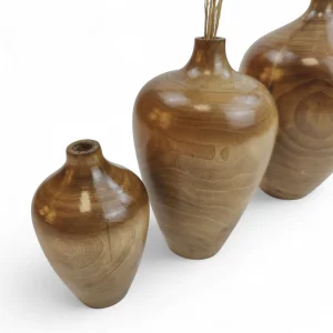 ست چهار تایی گلدان چوبی کوزه ای  کد WD6308