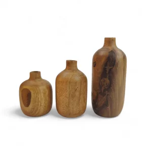 ست سه تایی گلدان چوبی  کد WD6309
