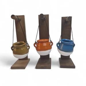 گلدان دیزی سفال و چوب کد WD6159