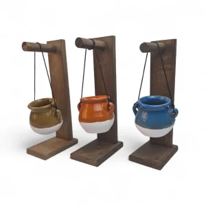 گلدان دیزی سفال و چوب کد WD6159