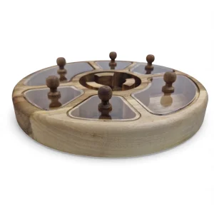 جعبه پذیرایی چوبی گرد 7 خانه با وارمر کد WD6409