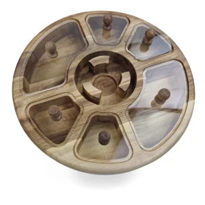 جعبه پذیرایی چوبی گرد 7 خانه با وارمر کد WD6409