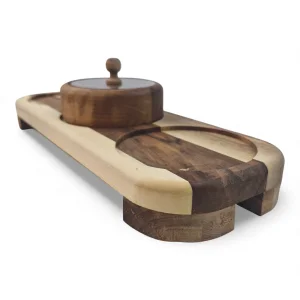 جعبه پذیرایی چوبی گرد درب پلکسی سه خانه کد WD6426