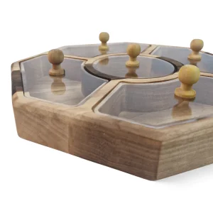 جعبه پذیرایی چوبی درب پلکسی 8 ضلعی کد WD6427