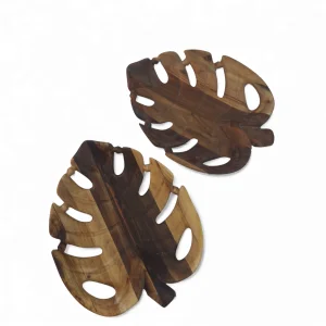 ظرف میوه خوی چوبی طرح برگ انجیر کد WD6473