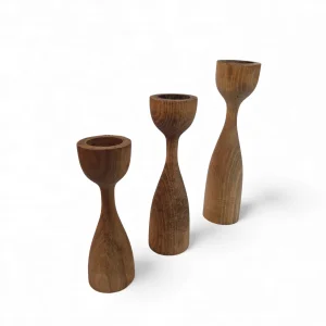 ست شمعدان سه تایی چوبی کد WD6511