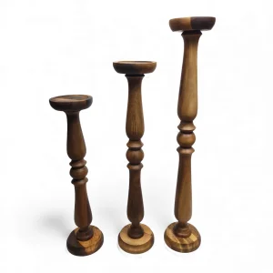 ست سه تایی شمعدان چوبی ایستاده کد WD6166