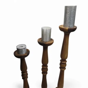 ست سه تایی شمعدان چوبی ایستاده کد WD6166