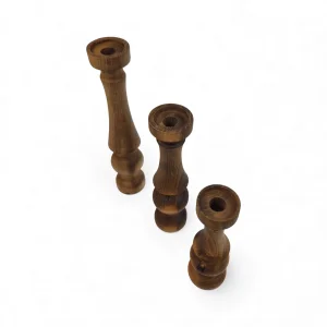 شمعدان چوبی خراطی چوبی سه تایی کد WD5934