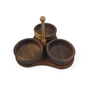 اردو خوری چوبی سه خانه دسته دار کد WD6142