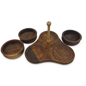 اردو خوری چوبی سه خانه دسته دار کد WD6142