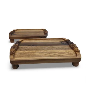 سینی چوبی منبت پایه دار در چند سایز  کد WD6544