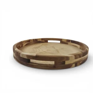 سینی چوبی گرد دسته دار کد WD6571