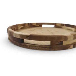 سینی چوبی گرد دسته دار کد WD6571