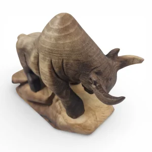 مجسمه چوبی گاومیش پایه دار کد WD6596