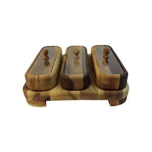 جعبه پذیرایی درب پلکسی مستطیل 3 خانه کد WD6748