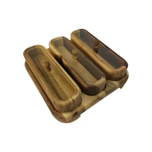 جعبه پذیرایی درب پلکسی مستطیل 3 خانه کد WD6748