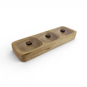 جعبه پذیرایی چوبی مستطیل درب پلکسی 3 خانه کد WD6778