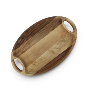 سینی چوبی بیضی دسته دار کد WD6892
