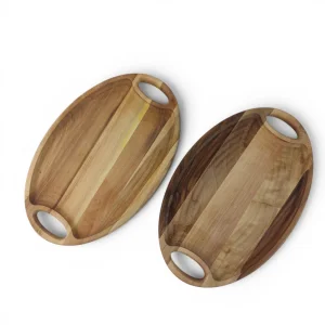 سینی چوبی بیضی دسته دار کد WD6892