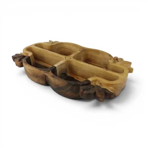 آجیل خوری چوبی 4 خانه منبت کاری کد WD6878