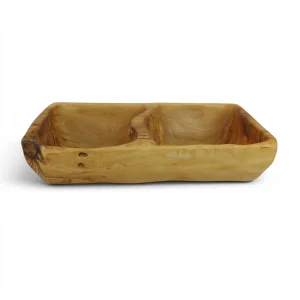 کاسه چوبی روستیک مستطیل دو خانه کد WD6924