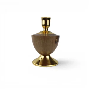 شمعدان رومیزی چوب و برنج طرح جام کد WD6956