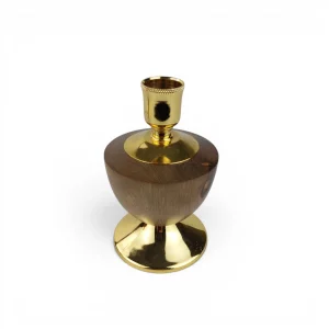 شمعدان رومیزی چوب و برنج طرح جام کد WD6956
