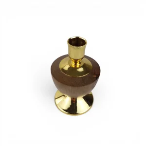 شمعدان رومیزی چوب و برنج طرح جام کد WD6956
