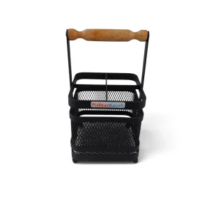 جا قاشقی مربع ۴ خانه مشبک با دسته چوبی کد WD7002