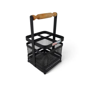 جا قاشقی مربع ۴ خانه مشبک با دسته چوبی کد WD7002