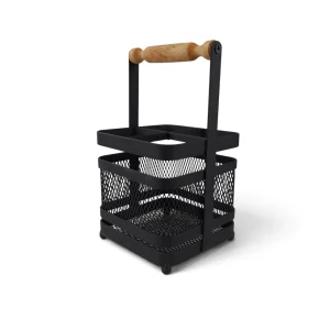 جا قاشقی مربع ۴ خانه مشبک با دسته چوبی کد WD7002