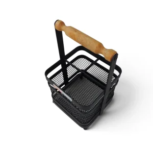 جا قاشقی مربع ۴ خانه مشبک با دسته چوبی کد WD7002