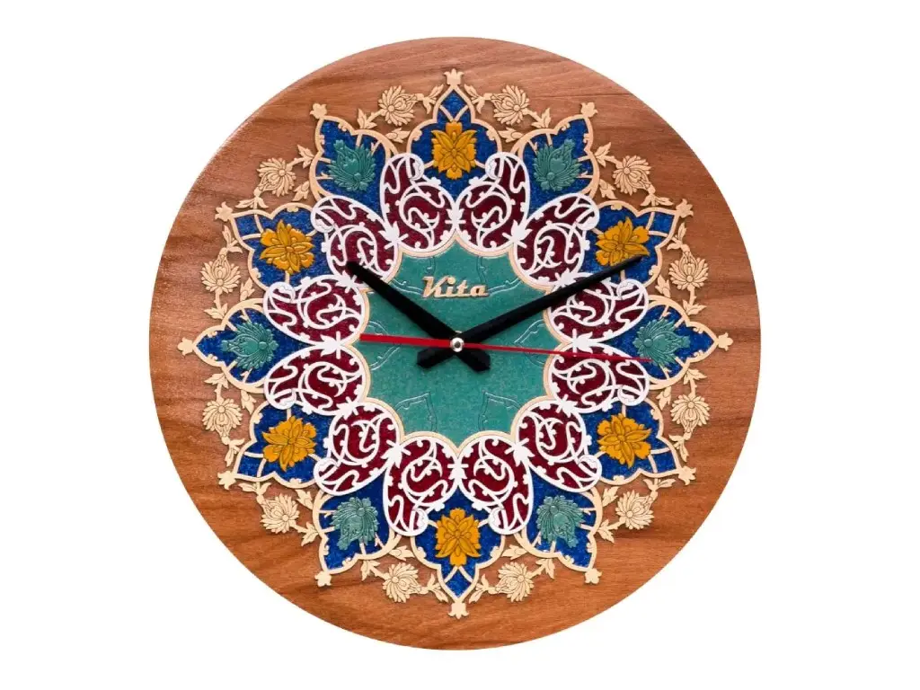 ساعت دیواری چوبی معرق