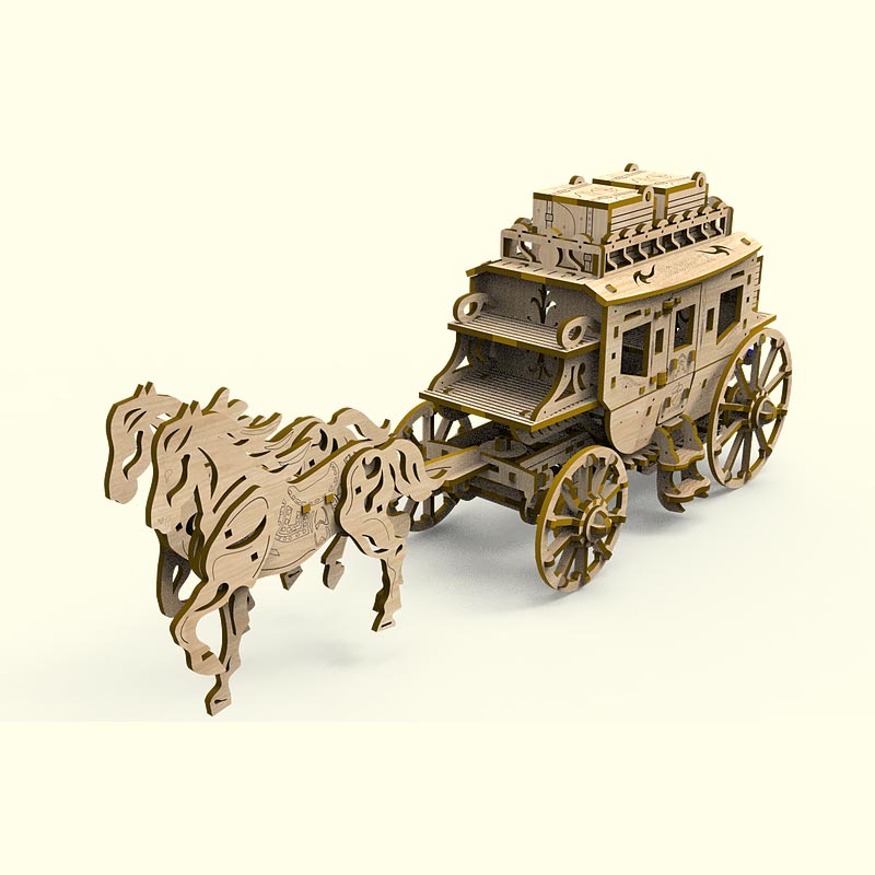 پازل چوبی مکانیکی کالسکه (دلیجان)