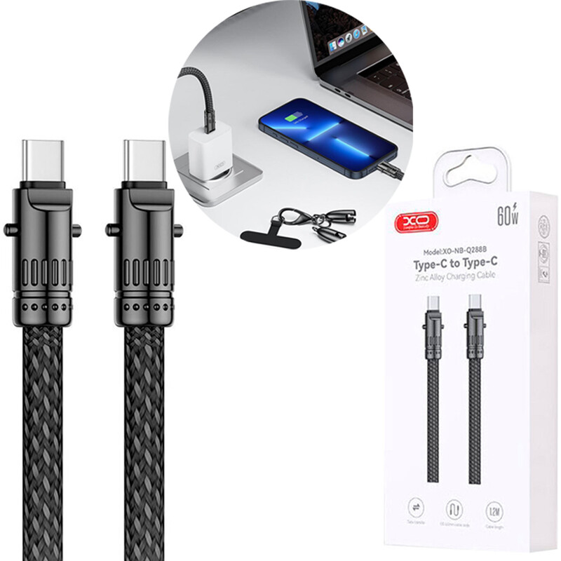کابل تایپ سی به تایپ سی فست شارژ 60 وات 1.2 متری ایکس او XO NB-Q288B‎