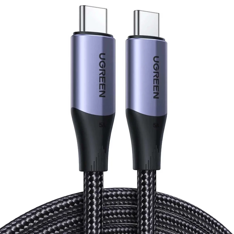 کابل تایپ‌سی به تایپ‌سی 100 وات 5 آمپر یک متری یوگرین ugreen US355 80150 شارژ سریع