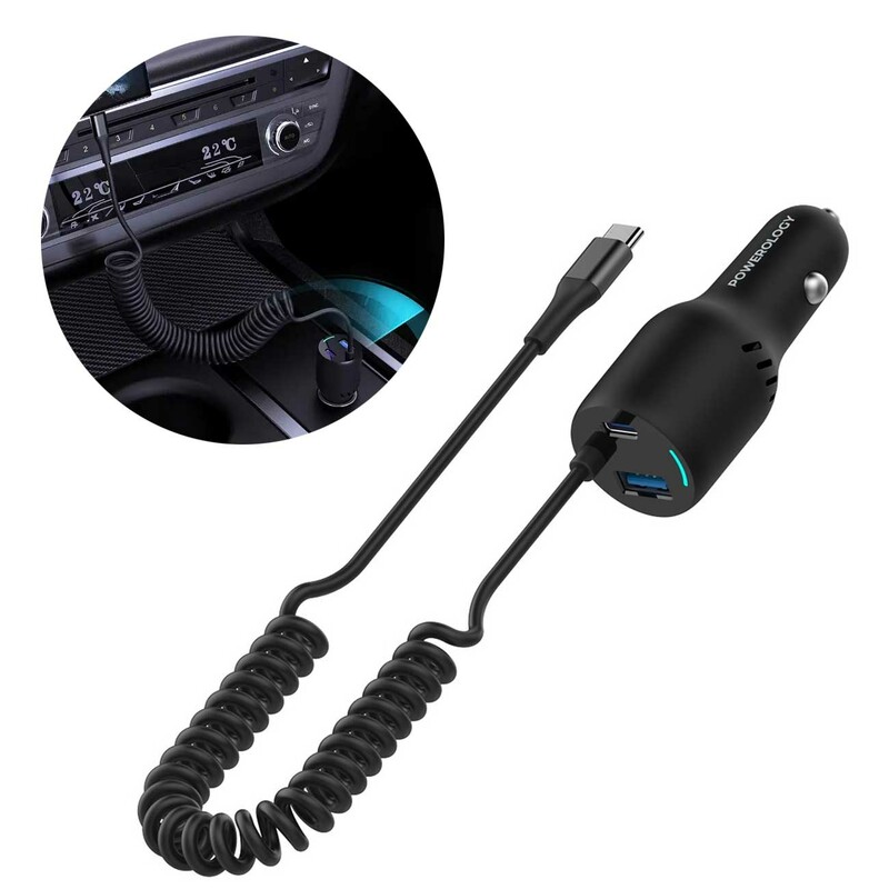 شارژر فندکی فست شارژ ماشین تایپ سی 100 وات پاورولوژی PCCSR016