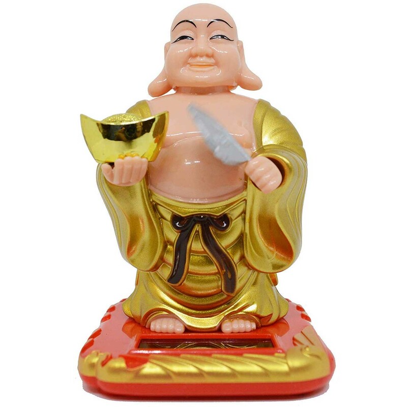 مجسمه فنگ‌شویی خورشیدی متحرک بودا مدل بادبزن