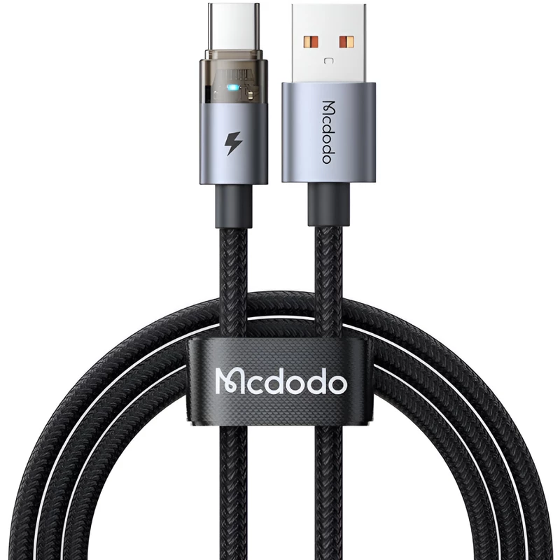 کابل سوپر فست شارژ یو اس بی به تایپ سی شفاف 100 وات 6 آمپر 1.2 متری مک دودو CA-689