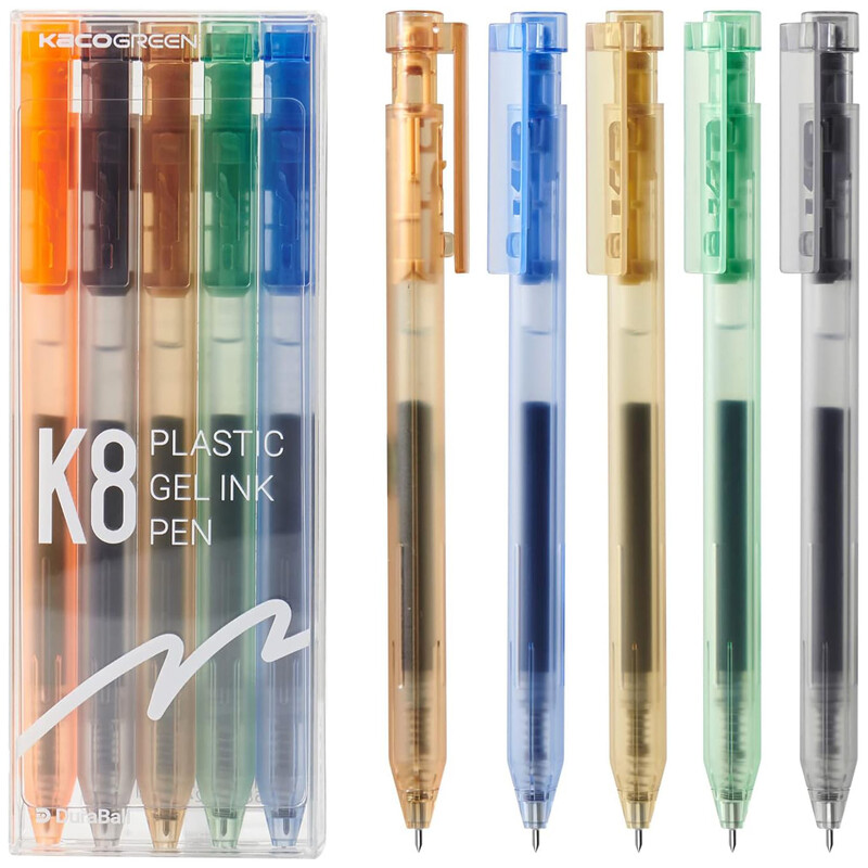 خودکار ژله‌ای مشکی کاکو KACO مدل K8 نوک 0.7 میلی‌متری 5 عددی