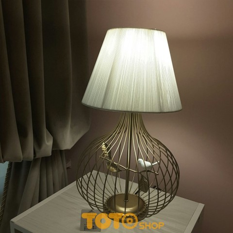 آباژور  فلزی قفس و گنجشک