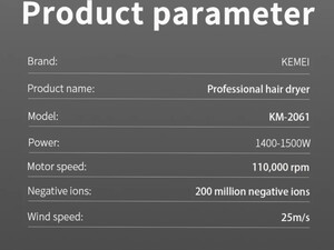 سشوار قابل حمل کیمی KEMEY High Speed Negative Ions Hair Dryer KM-2061
